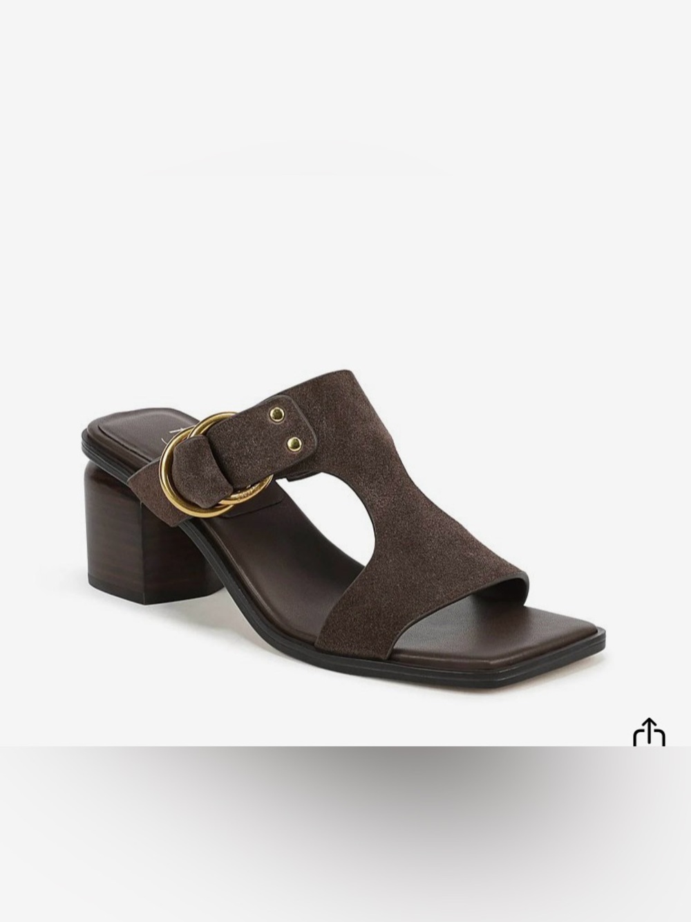 New Franco Sarto Roux Sandal Chocoalte Dark Brown Suede 10 M Block Heel Slip On